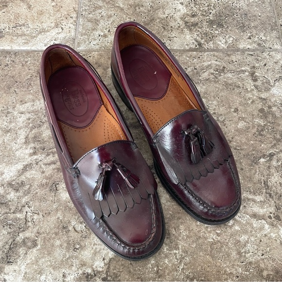 Bass Weejuns Burgundy Leather Tassel Loafers Men's Shoes Sz 12 - Picture 1 of 6